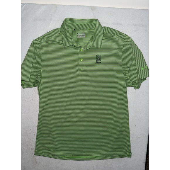 Under Armour Polo Mens XL Green Striped Golf TPC Sawgrass‎ Players Cup Stretch - Picture 1 of 5